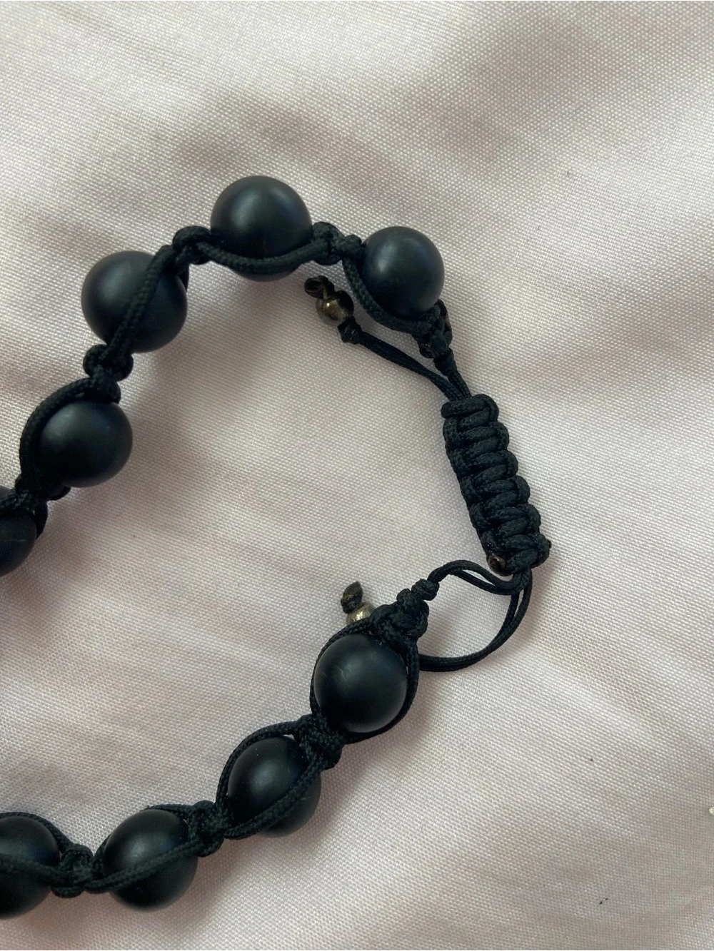 Men's Black Beaded Adjustable Bracelet
